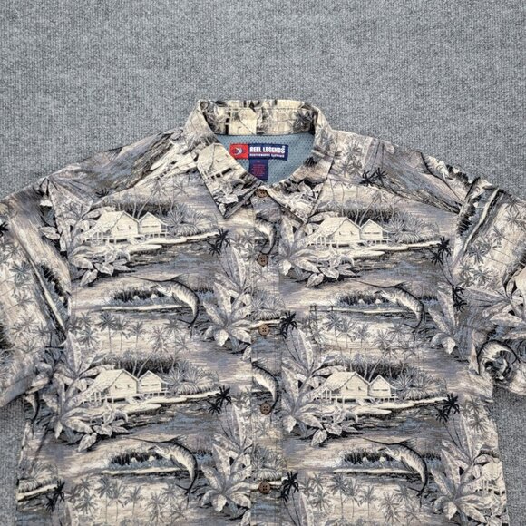 Reel Legends Shirt Mens XL Button Up Beach House Marlin Fish All Over Print - Picture 2 of 8